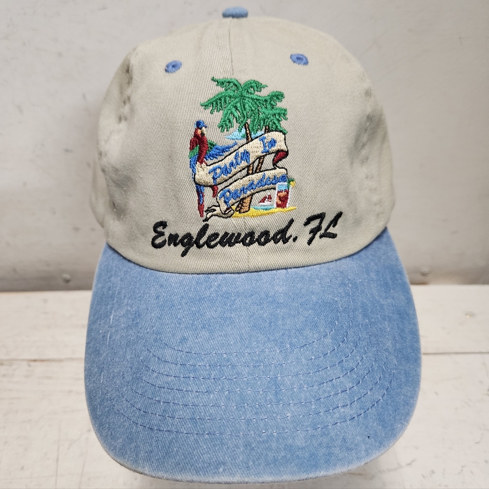 Englewood, FL Party In Paradise Vintage Embroidered Strapback Hat Distinctive